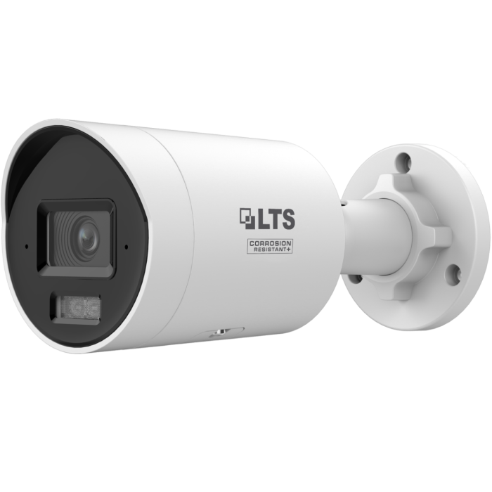 Front-facing view of LTS CMIP8CD42WI‑28AISP 4 MP AI Color 24/7 bullet camera