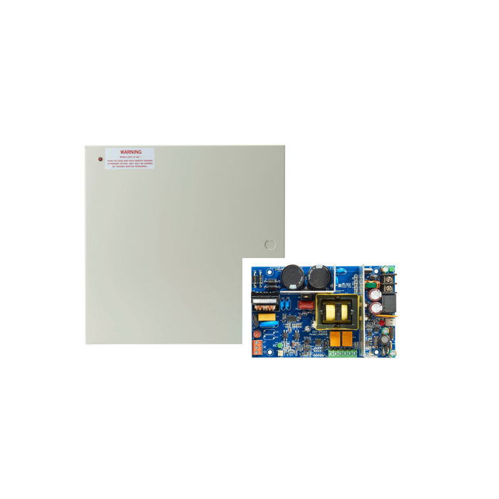 Securitron LTK‑AQD4‑4C1R1 4 A dual-voltage power supply with 4 protected outputs and fire alarm relay