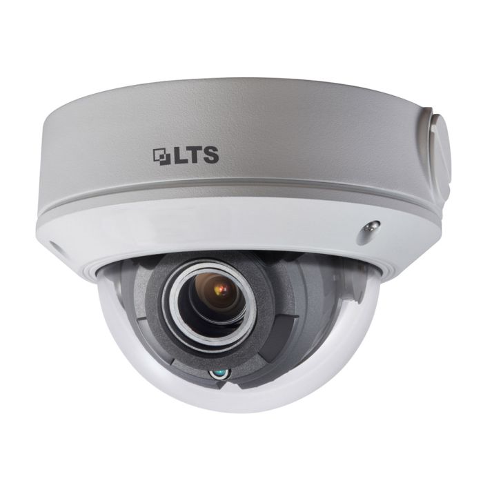 Front view of LTS CMIP7043NW‑MZ 4 MP motorized varifocal dome camera