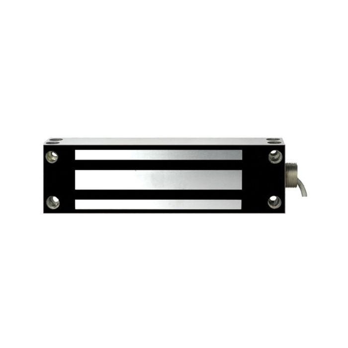 LTS LTK‑1200WP 1200 lb weather-resistant stainless steel maglock with LED mounted on a gate
