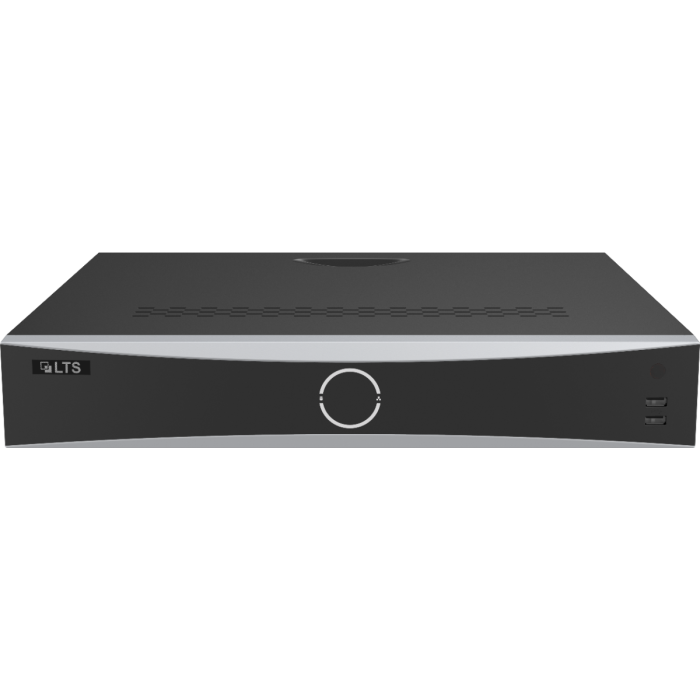 Front and rear view of LTS LTN8916D‑N 16‑Channel Platinum 8K NVR with HDMI, SATA, and network ports