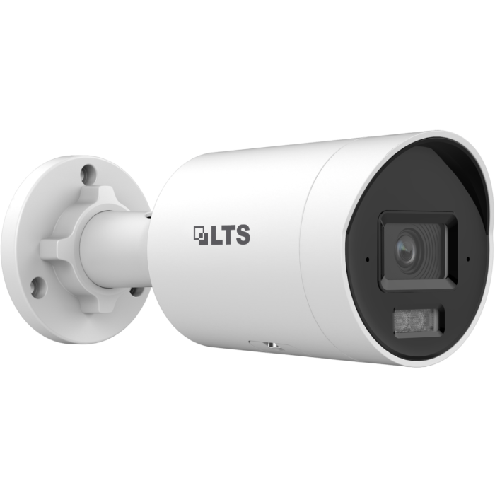 Front-facing view of LTS CMIP8CD42WI‑28AISP 4 MP AI Color 24/7 bullet camera