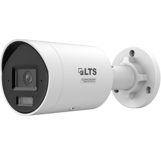 Front-facing view of LTS CMIP8CD42WI‑28AISP 4 MP AI Color 24/7 bullet camera
