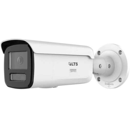Front-facing view of LTS CMIP9CD42WI‑28AISP 4 MP AI Color 24/7 bullet camera