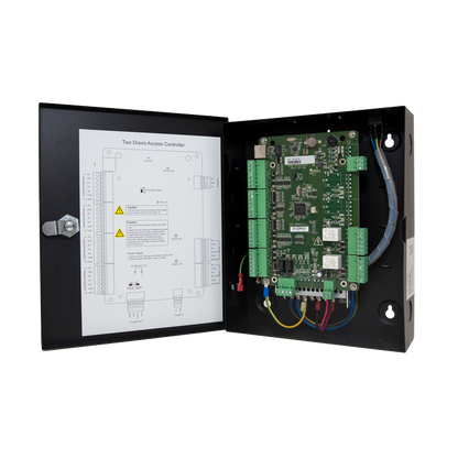 LTS LTK2802 two-door access control panel in lockable metal enclosure with built-in PSU