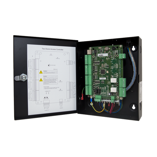 LTS LTK2802 two-door access control panel in lockable metal enclosure with built-in PSU