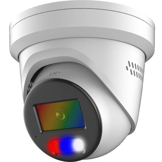 Front-facing view of LTS CMIP3C82WI‑28SDL 8 MP Active-Deterrence Turret Camera