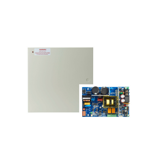 Securitron LTK‑AQD4‑4C1R1 4 A dual-voltage power supply with 4 protected outputs and fire alarm relay