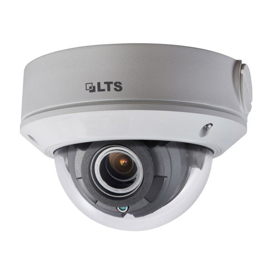 Front view of LTS CMIP7043NW‑MZ 4 MP motorized varifocal dome camera