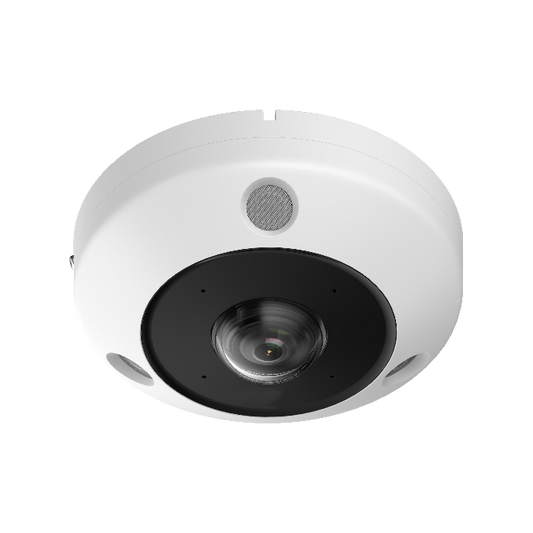 Front view of LTS CMIP7106F‑SE 6 MP fisheye IP camera showing dome and speaker