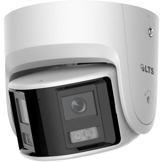 Front-facing panoramic view of LTS CMIP384PW‑28SDL 4 MP turret camera with dual lenses