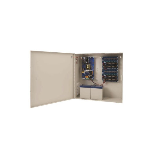 Securitron LTK‑AQD6‑8C8R2 6A dual-voltage power supply with 8 PTC outputs, 8 relays, fire-alarm interface