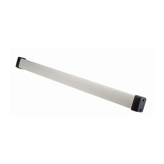 35″ satin aluminum exit push bar LTK‑REB‑1 with door loop attached