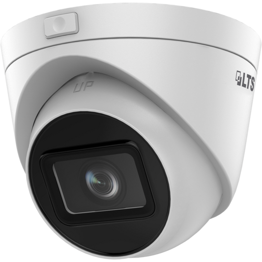 Front view of LTS CMIP1043W‑MDZ 4 MP motorized varifocal turret camera
