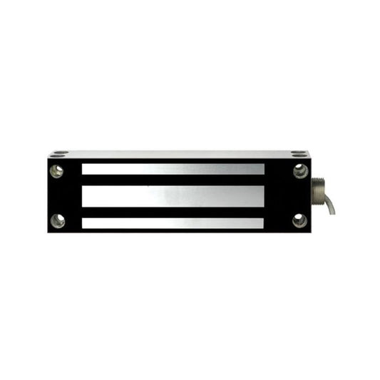 LTS LTK‑1200WP 1200 lb weather-resistant stainless steel maglock with LED mounted on a gate